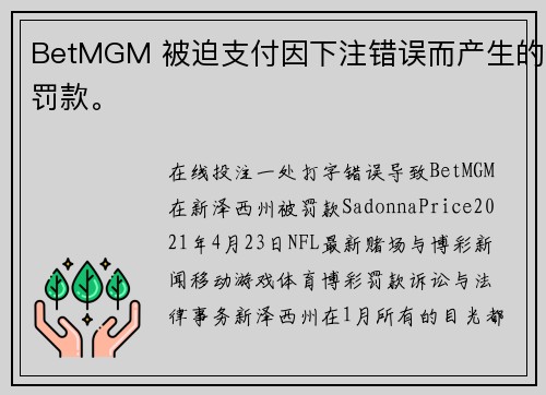 BetMGM 被迫支付因下注错误而产生的罚款。