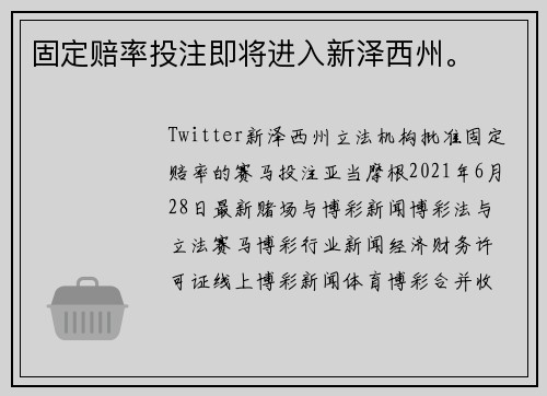 固定赔率投注即将进入新泽西州。